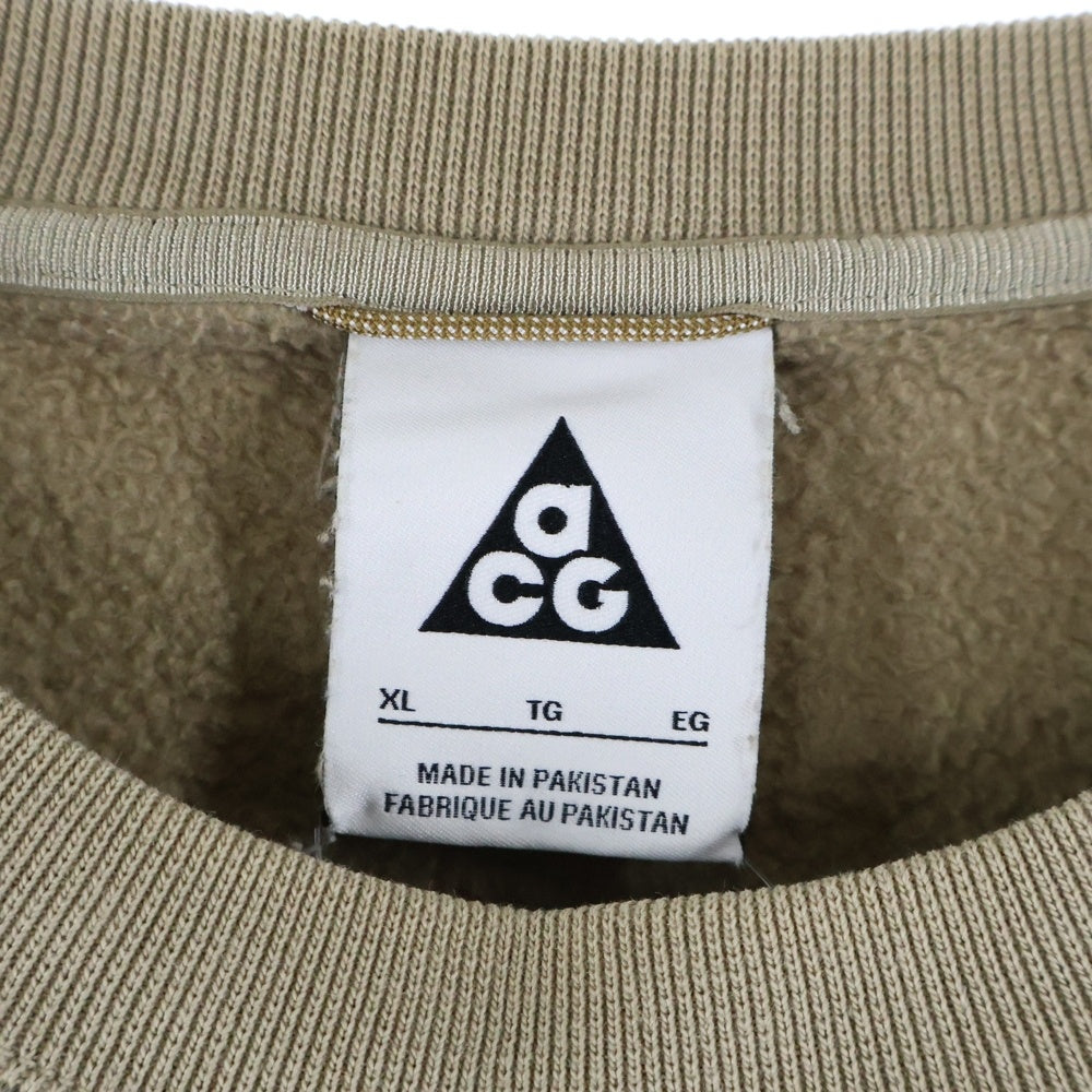 NIKE ACG(ナイキエーシージー) ロゴ刺繍 クルーネック スウェット トレーナー ブラウン CV0683-247
