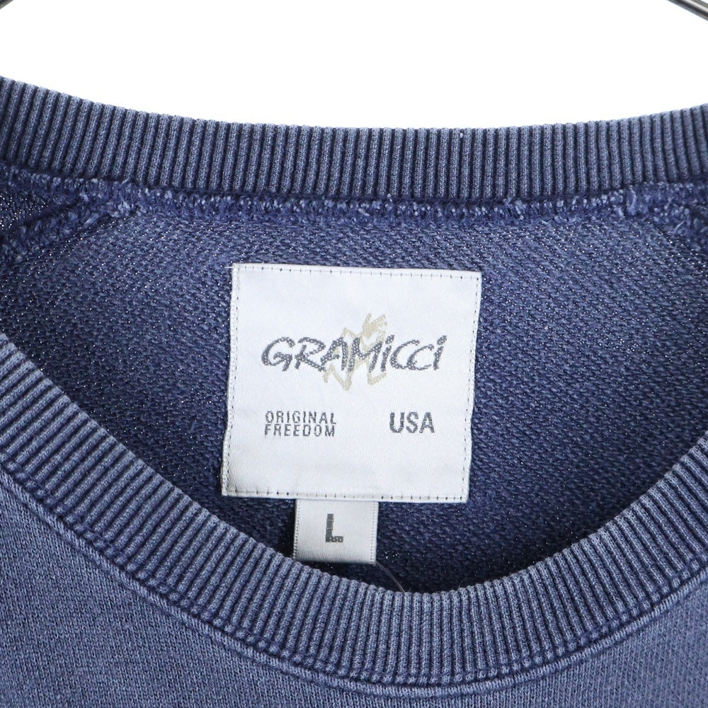GRAMICCI(グラミチ) 16SS テールカット クルーネック スウェット トレーナー ブルー GMJK-16S003