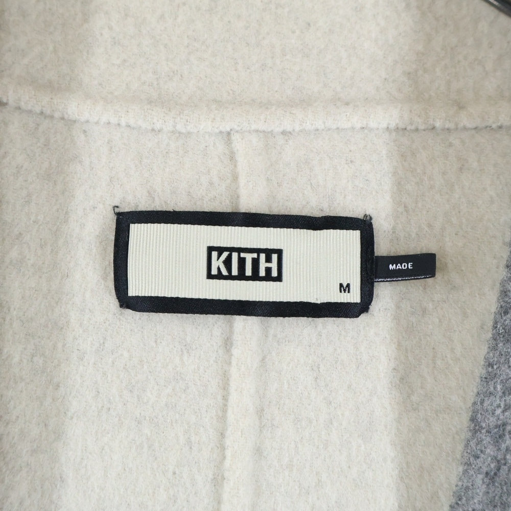 KITH(キス) ノーカラー ウール ロングコート グレー KH1086