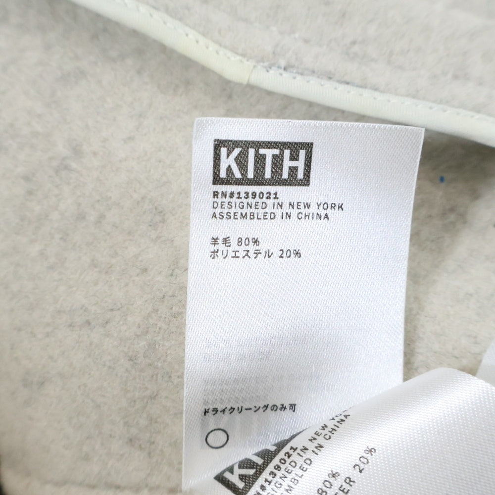KITH(キス) ノーカラー ウール ロングコート グレー KH1086