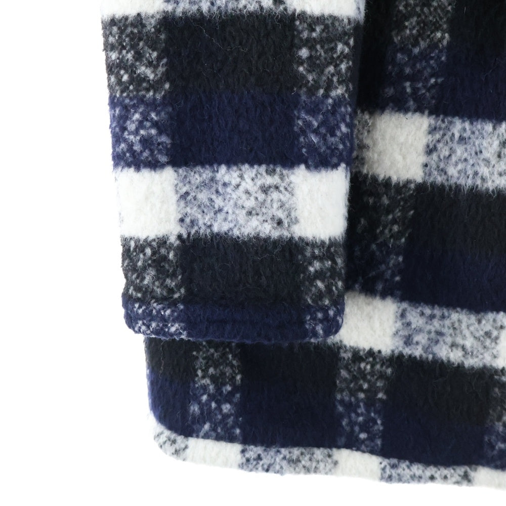 KITH(キス) ジップアップ フーデッド チェック ボアジャケット ブラック/ホワイト KH2141