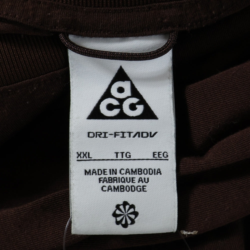 NIKE ACG(ナイキエーシージー) DFADV GOAT ROCKS S/S TOP ロゴ刺繍 クルーネック 半袖Tシャツカットソー ブラウン DX7883-227