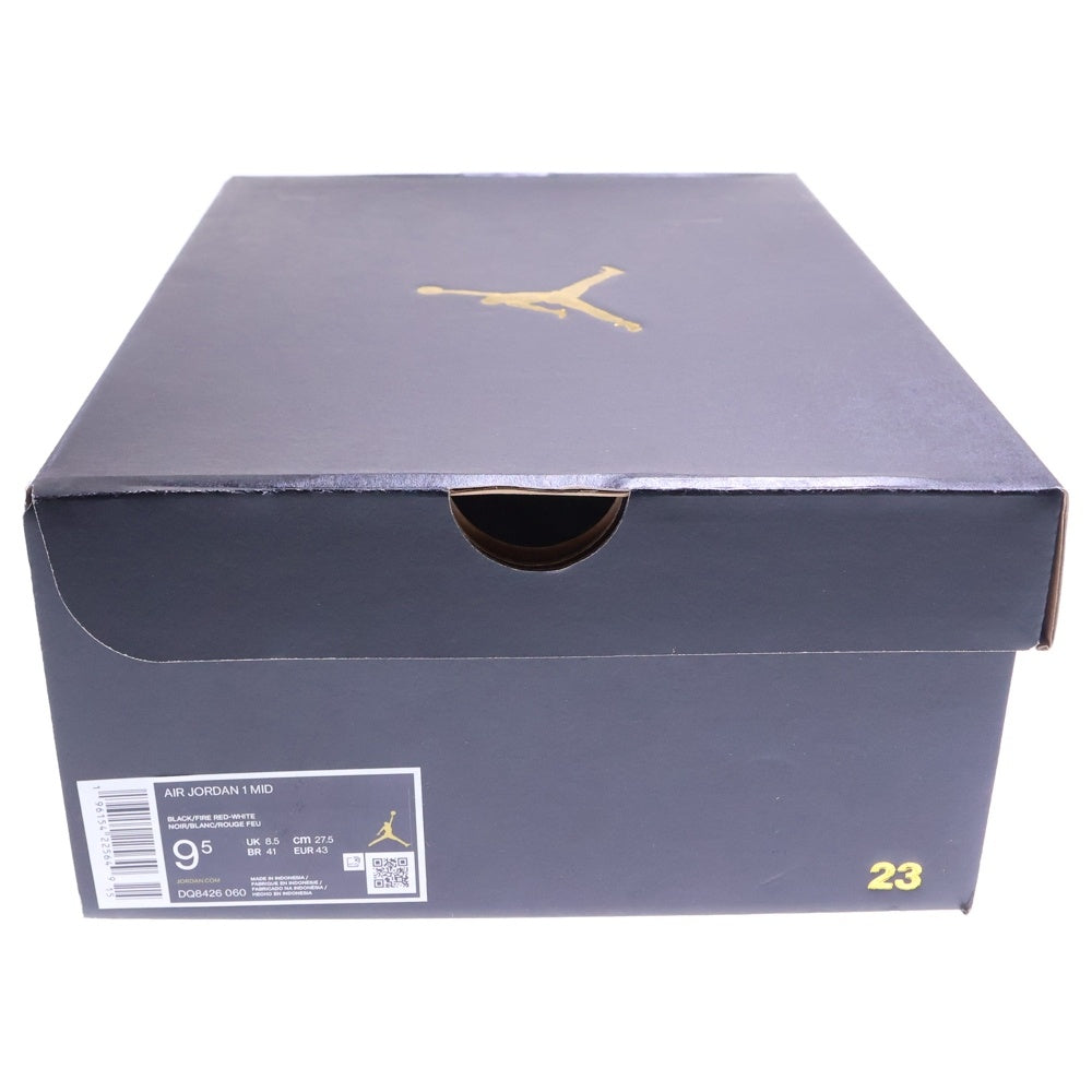 NIKE(ナイキ) AIR JORDAN 1 MID BRED TOE エアジョーダン1 ブレッドトゥー ミッドカットスニーカー ブラック/レッド US9.5/27.5cm DQ8426-060