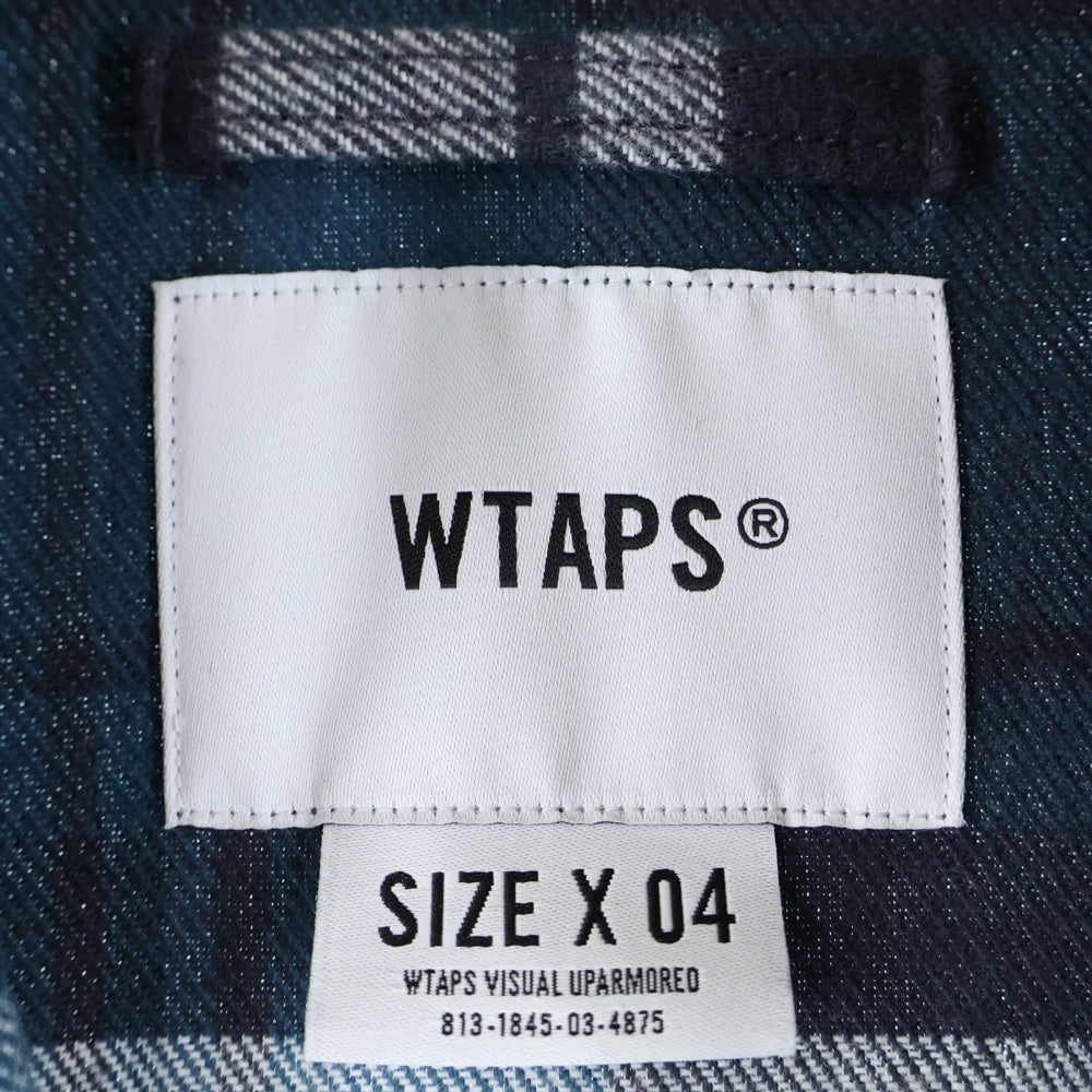 WTAPS(ダブルタップス) 24SS GOWN COAT COTTON FLANNEL TEXTILE コットン フランネルチェック ガウンコート グリーン/ホワイト 241TQDT-JKM01