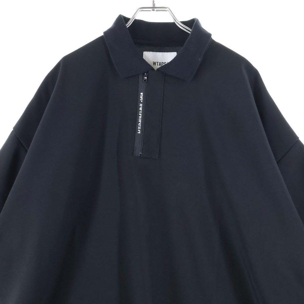WTAPS(ダブルタップス) 23SS PARALLEL SS POLY パラレル ポリエステル ハーフジップ 半袖ポロシャツ ブラック 231ATDT-CSM35