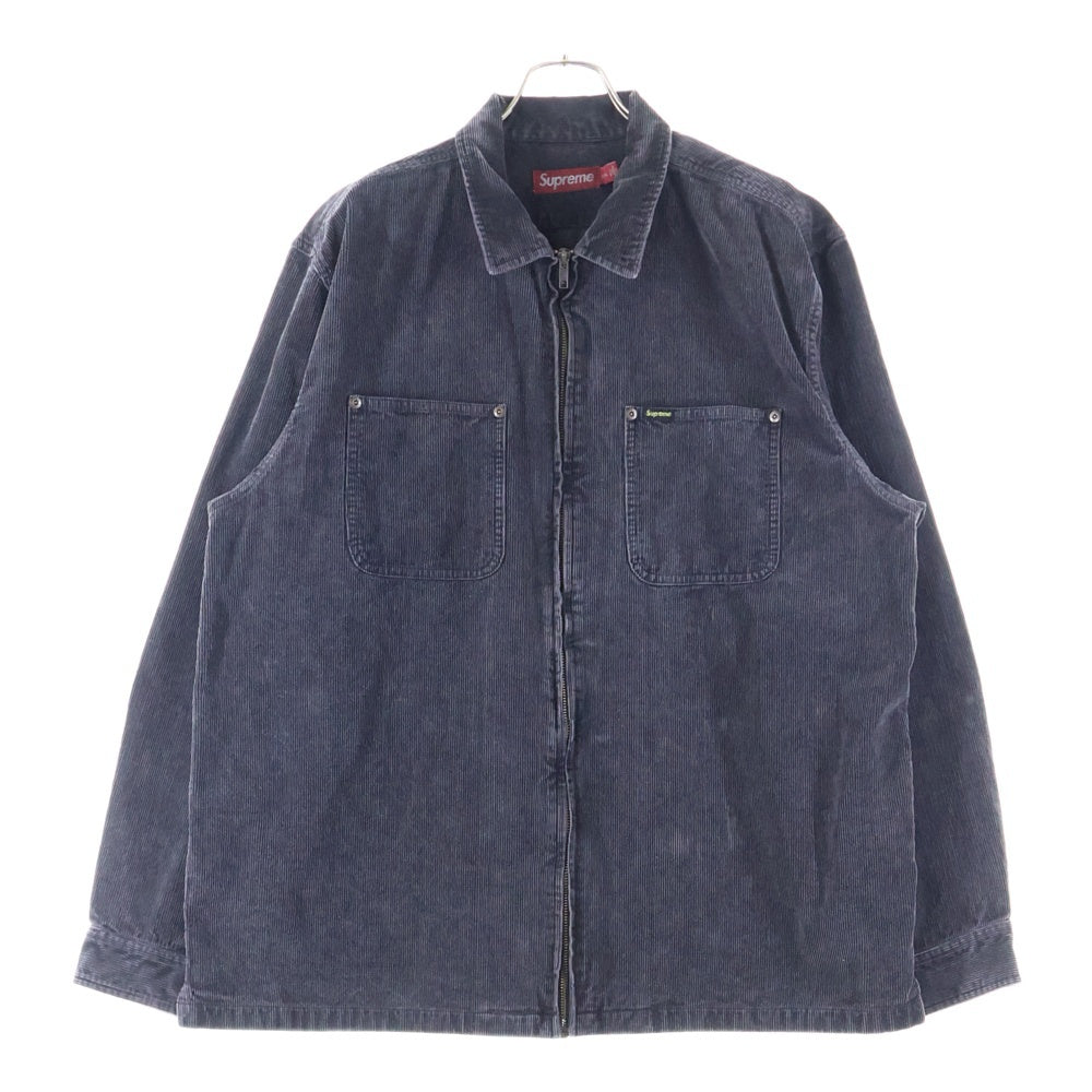 SUPREME(シュプリーム) 24SS Washed Corduroy Zip Up Shirt ウォッシュド加工 コーデュロイ ジップアップ シャツ ジャケット ブラック