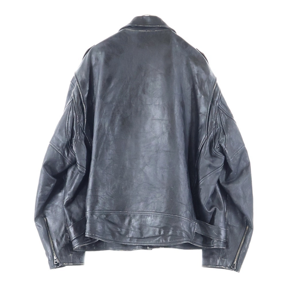 SUPREME(シュプリーム) 23AW ×Blackmeans Painted Leather Motorcycle Jacket ブラックミーンズ ペインテッド レザー モーターサイクル ジャケット ブラック