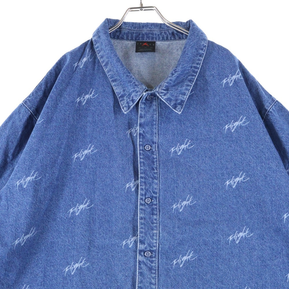 JORDAN BRAND(ジョーダンブランド) M J FLT HRTG DENIM AOP TOP BLUE フライト ヘリテージ デニム 半袖シャツ インディゴ FN4653-436