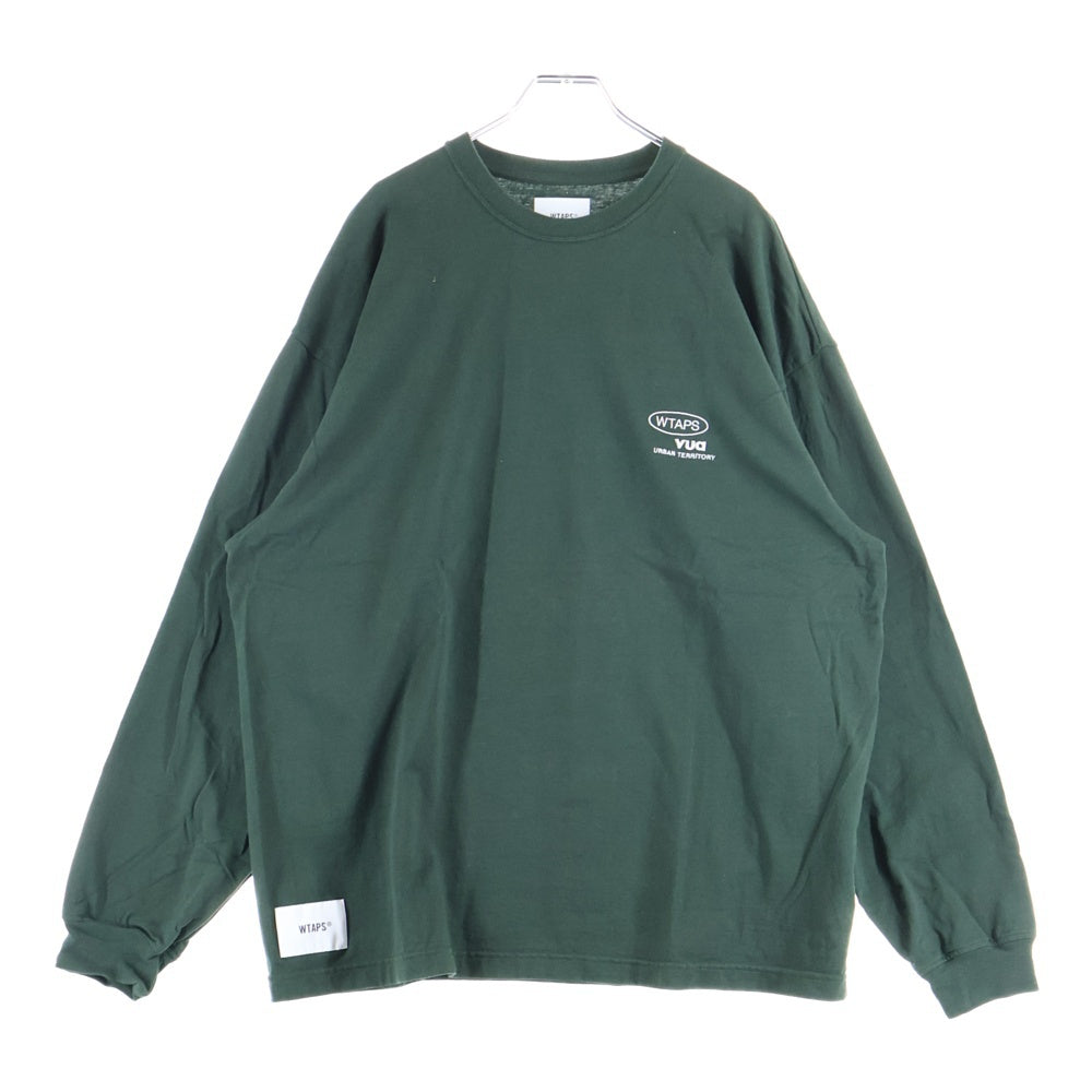 WTAPS(ダブルタップス) 23AW AII 01 LS COTTON PROTECT ロゴ刺繍 長袖Tシャツ ロンT グリーン 232ATDT-CSM06
