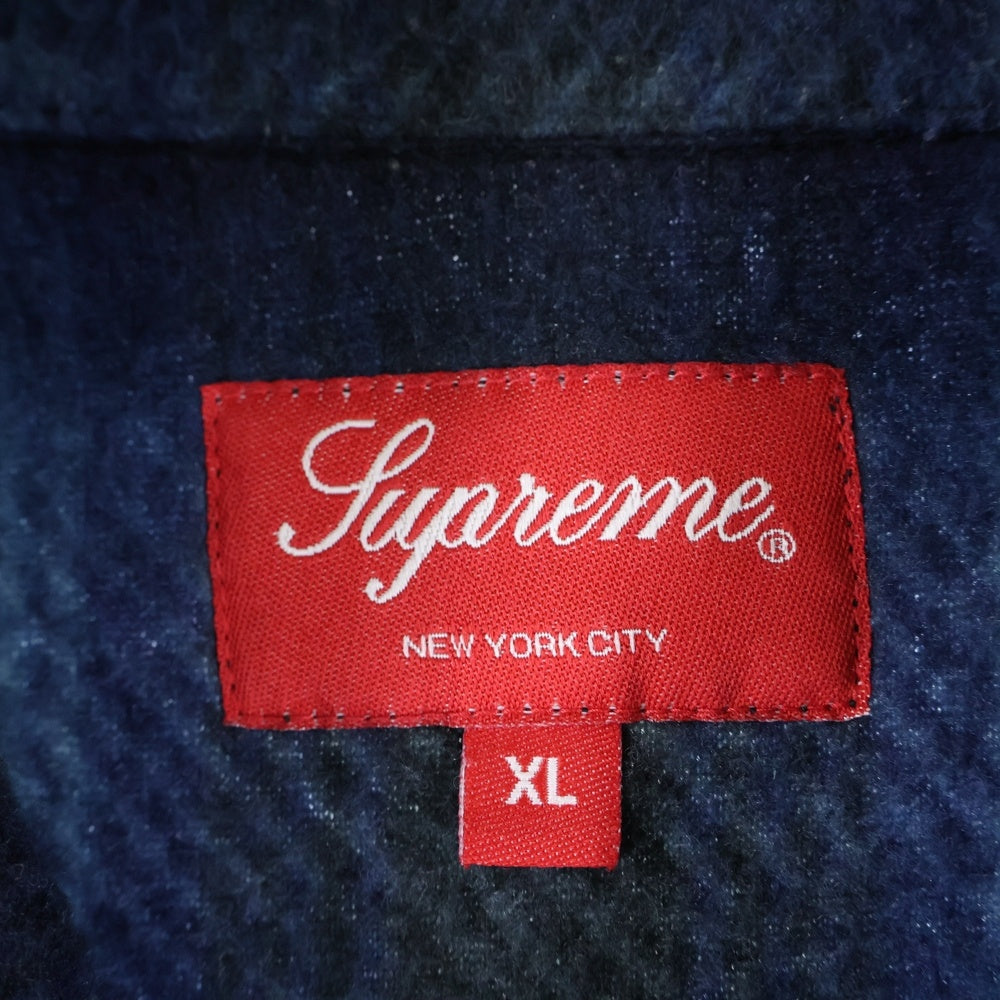 SUPREME(シュプリーム) 20AW Shadow Plaid Fleece Shirt シャドウ プレイド チェック フリース 長袖シャツ ブラック/ブルー