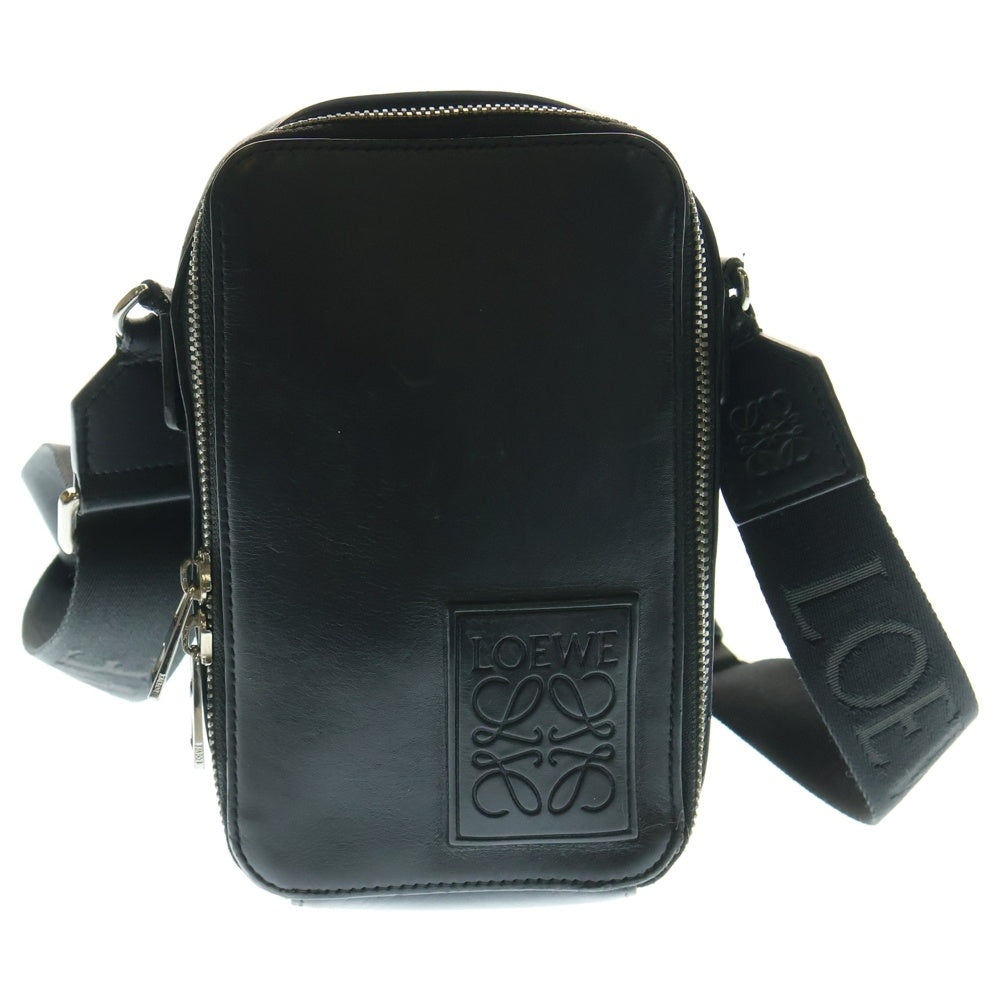 LOEWE(ロエベ) バーティカル クロスボディ ポケット レザー ポシェット ショルダーバッグ ブラック C565S59X01