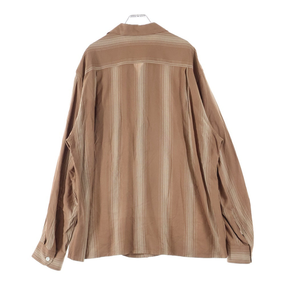WACKO MARIA(ワコマリア) 22AW STRIPED OPEN COLLAR RAYON L/S SHIRT ストライプオープンカラー レーヨン 長袖シャツ ブラウン