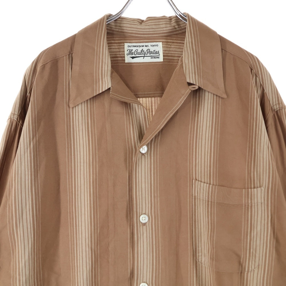 WACKO MARIA(ワコマリア) 22AW STRIPED OPEN COLLAR RAYON L/S SHIRT ストライプオープンカラー レーヨン 長袖シャツ ブラウン