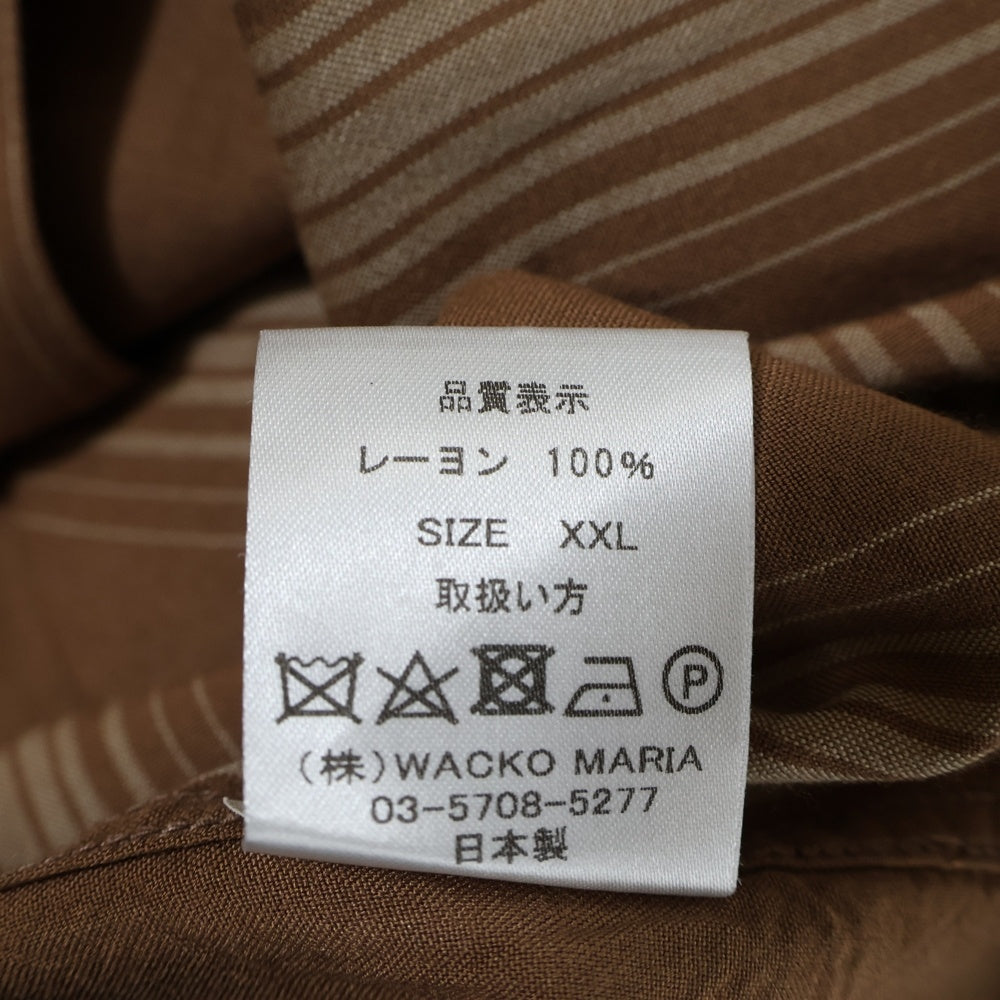 WACKO MARIA(ワコマリア) 22AW STRIPED OPEN COLLAR RAYON L/S SHIRT ストライプオープンカラー レーヨン 長袖シャツ ブラウン