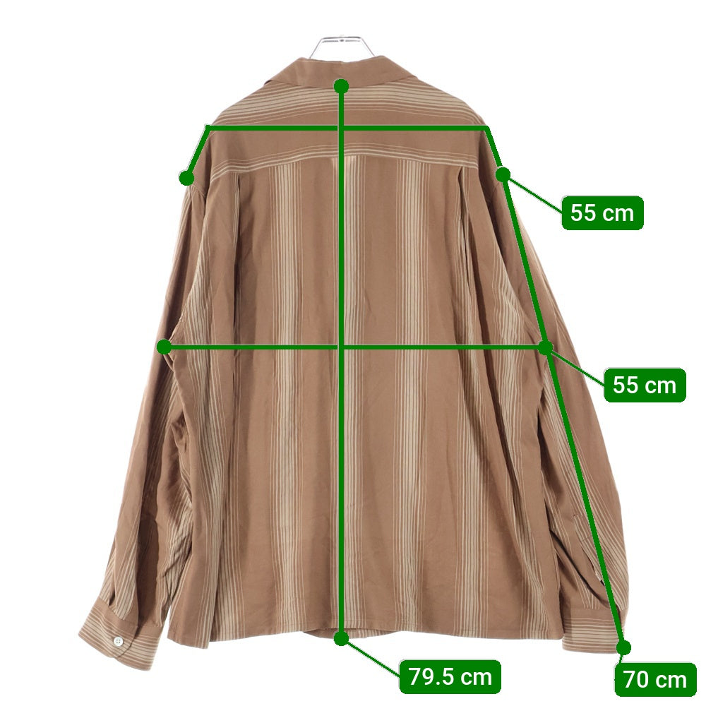 WACKO MARIA(ワコマリア) 22AW STRIPED OPEN COLLAR RAYON L/S SHIRT ストライプオープンカラー レーヨン 長袖シャツ ブラウン