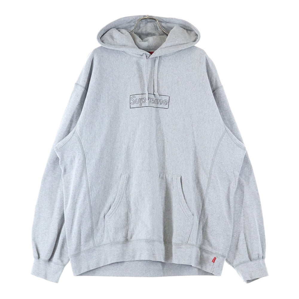 SUPREME(シュプリーム) 21SS ×Kaws Chalk Box Logo Hooded Sweatshirt カウズ チョーク ボックスロゴ スウェット プルオーバーパーカー グレー