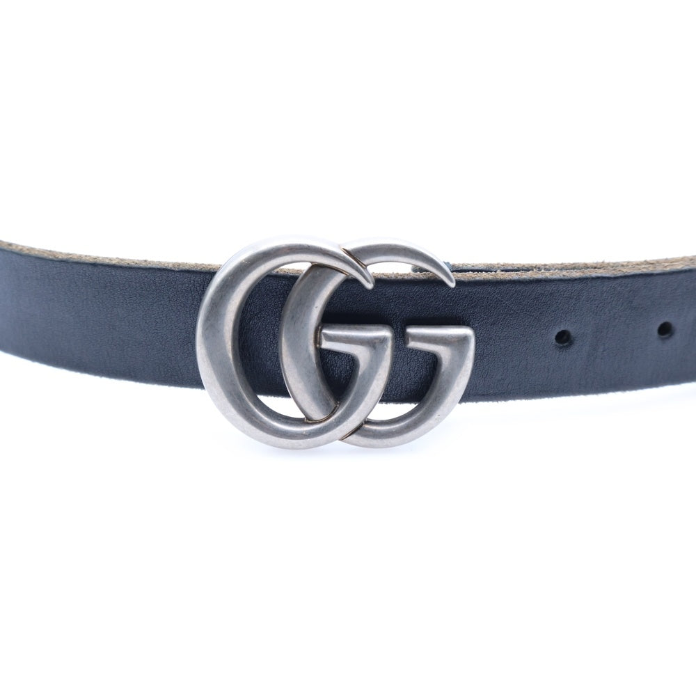 GUCCI(グッチ) GGマーモント ロゴバックル レザーベルト ブラック/シルバー 414516