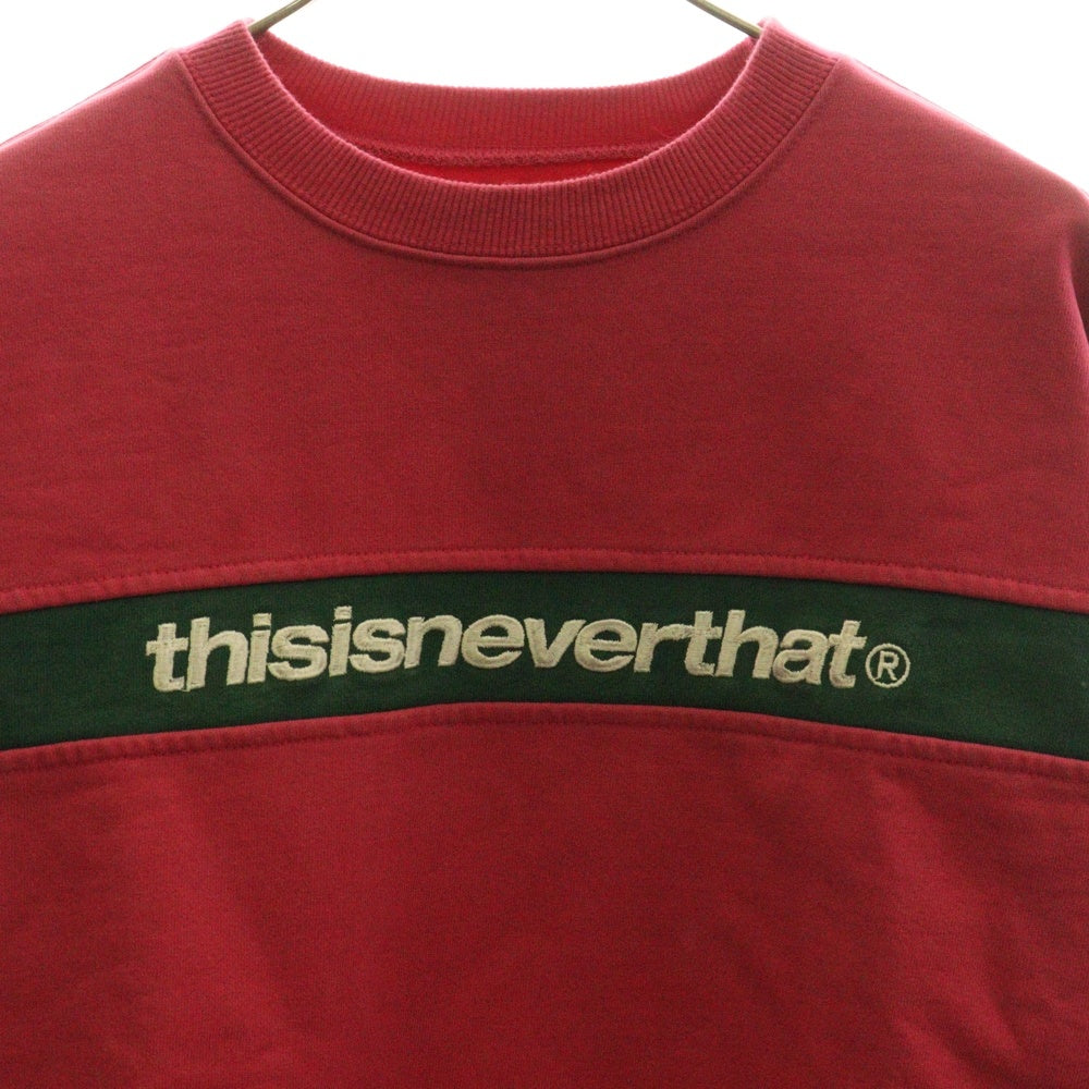 THISISNEVERTHAT(ディスイズネバーザット) フロントロゴエンブロイダリー クルーネック スウェットトレーナー ピンク
