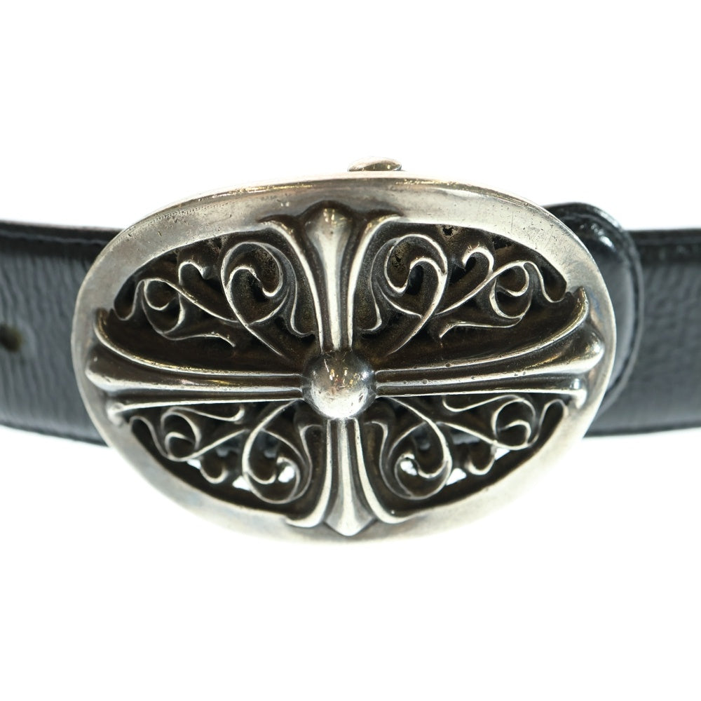CHROME HEARTS(クロムハーツ) OVAL CROSS STRAP1.5クラシックオーバルクロスバックル レザーベルト シルバー