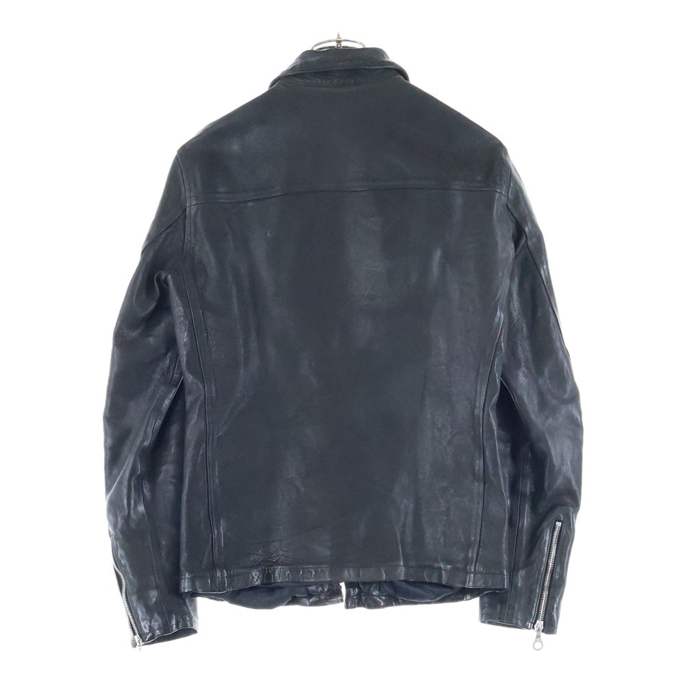 ISAMU KATAYAMA BACKLASH(イサムカタヤマバックラッシュ) FLEET WOOD ジャパンカーフタンニン製品染め ライダースジャケット レザージャケット ブラック 1498-02