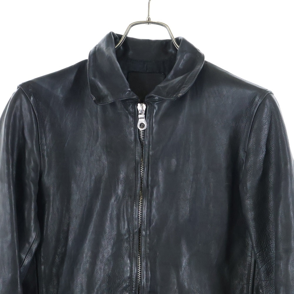 ISAMU KATAYAMA BACKLASH(イサムカタヤマバックラッシュ) FLEET WOOD ジャパンカーフタンニン製品染め ライダースジャケット レザージャケット ブラック 1498-02