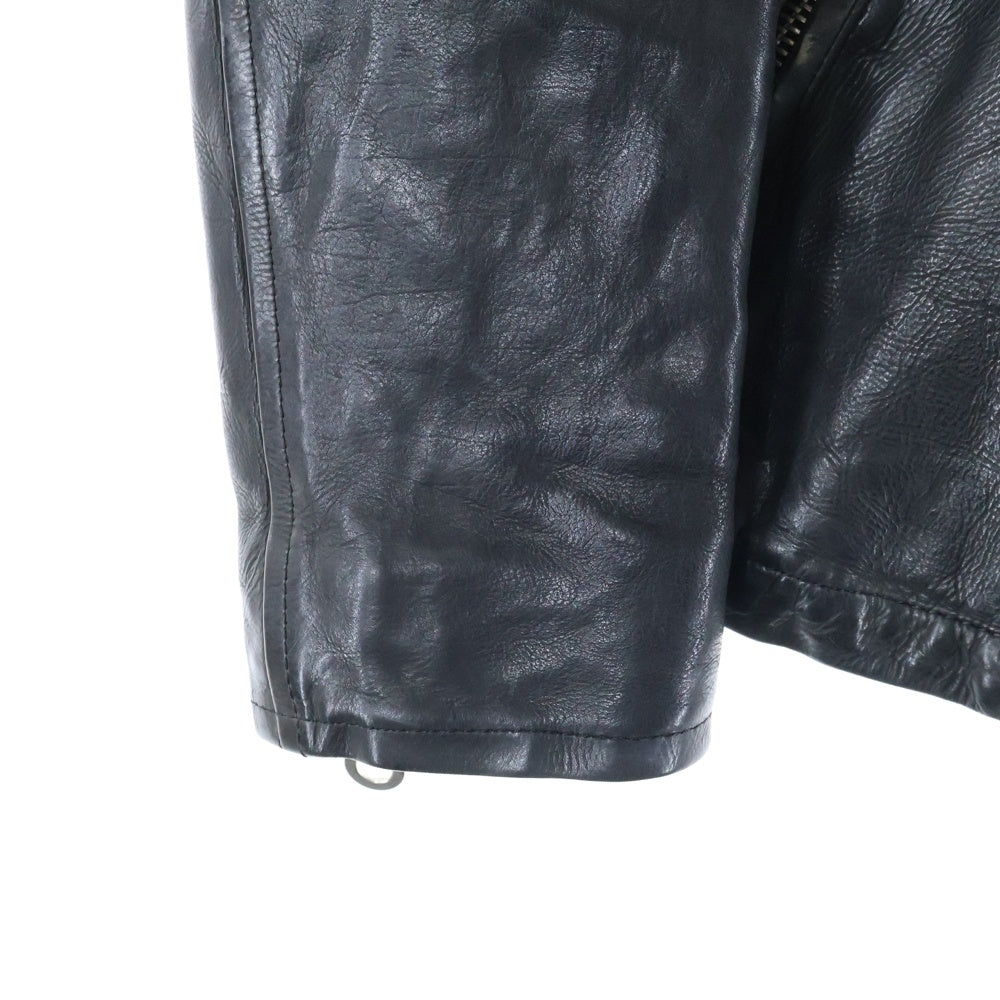 ISAMU KATAYAMA BACKLASH(イサムカタヤマバックラッシュ) FLEET WOOD ジャパンカーフタンニン製品染め ライダースジャケット レザージャケット ブラック 1498-02