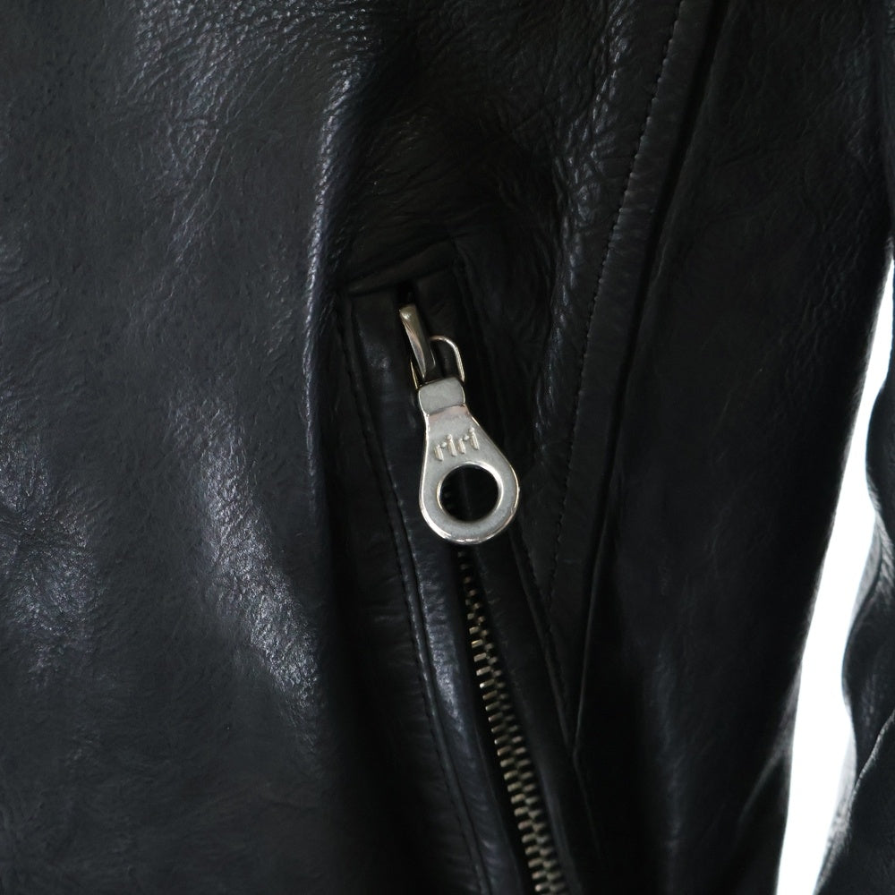 ISAMU KATAYAMA BACKLASH(イサムカタヤマバックラッシュ) FLEET WOOD ジャパンカーフタンニン製品染め ライダースジャケット レザージャケット ブラック 1498-02