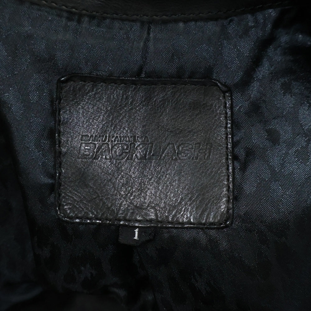 ISAMU KATAYAMA BACKLASH(イサムカタヤマバックラッシュ) FLEET WOOD ジャパンカーフタンニン製品染め ライダースジャケット レザージャケット ブラック 1498-02