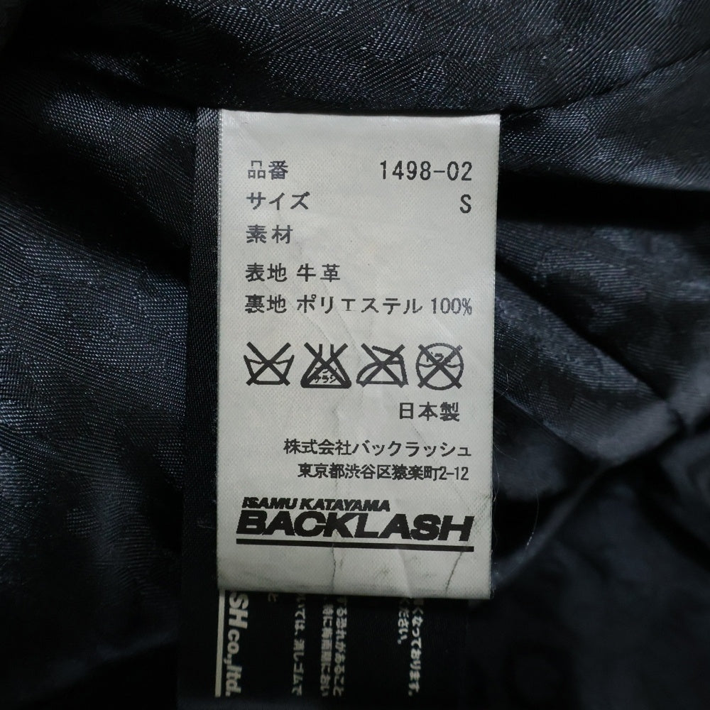 ISAMU KATAYAMA BACKLASH(イサムカタヤマバックラッシュ) FLEET WOOD ジャパンカーフタンニン製品染め ライダースジャケット レザージャケット ブラック 1498-02