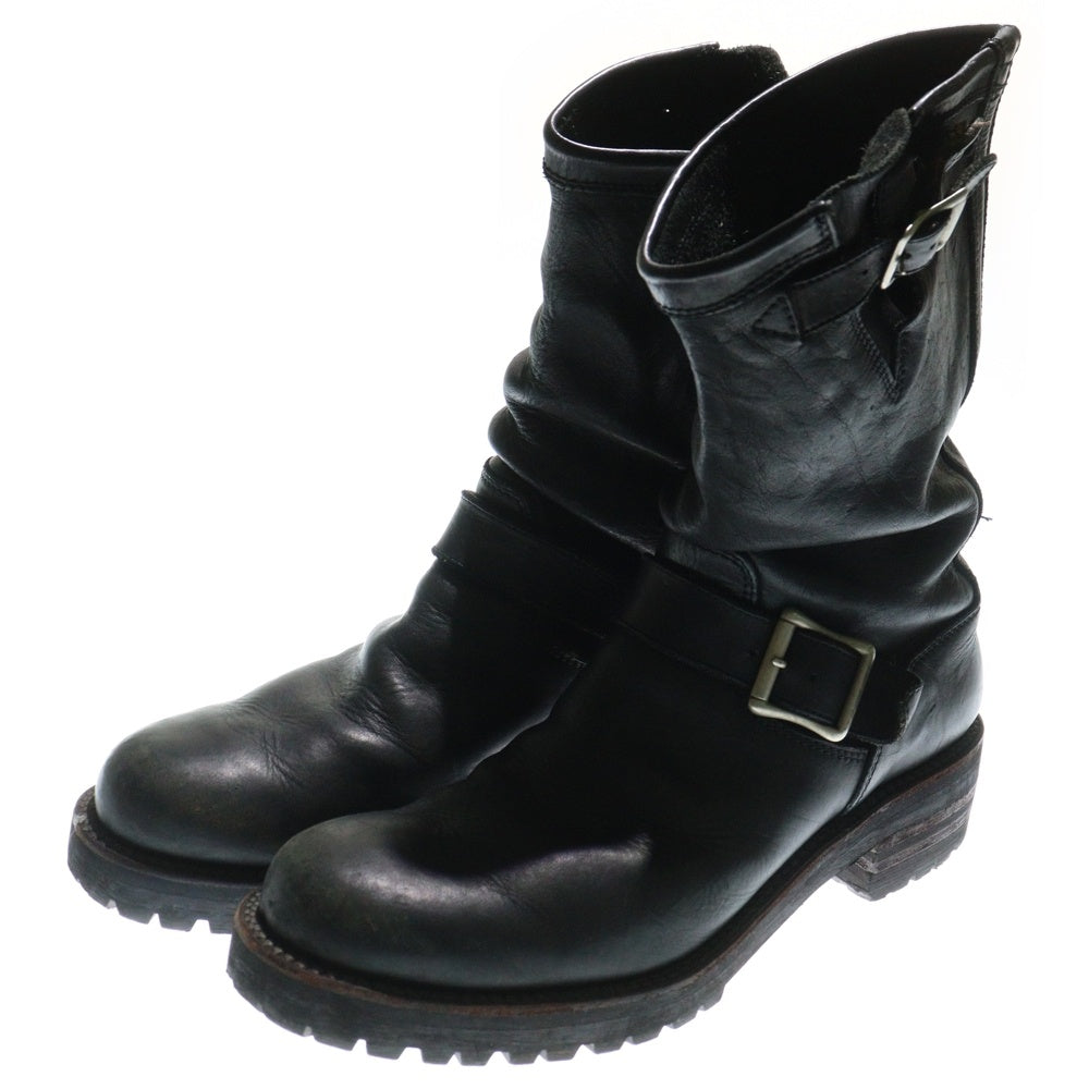 ISAMU KATAYAMA BACKLASH(イサムカタヤマバックラッシュ) ダブルショルダーレザー エンジニアブーツ ブラック