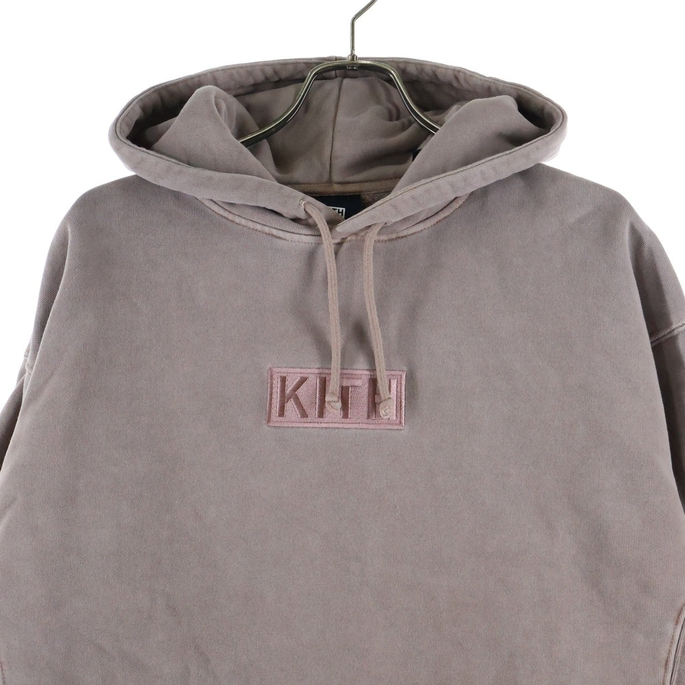 KITH(キス) ボックスロゴ スウェットフーディ プルオーバーパーカー ピンクベージュ