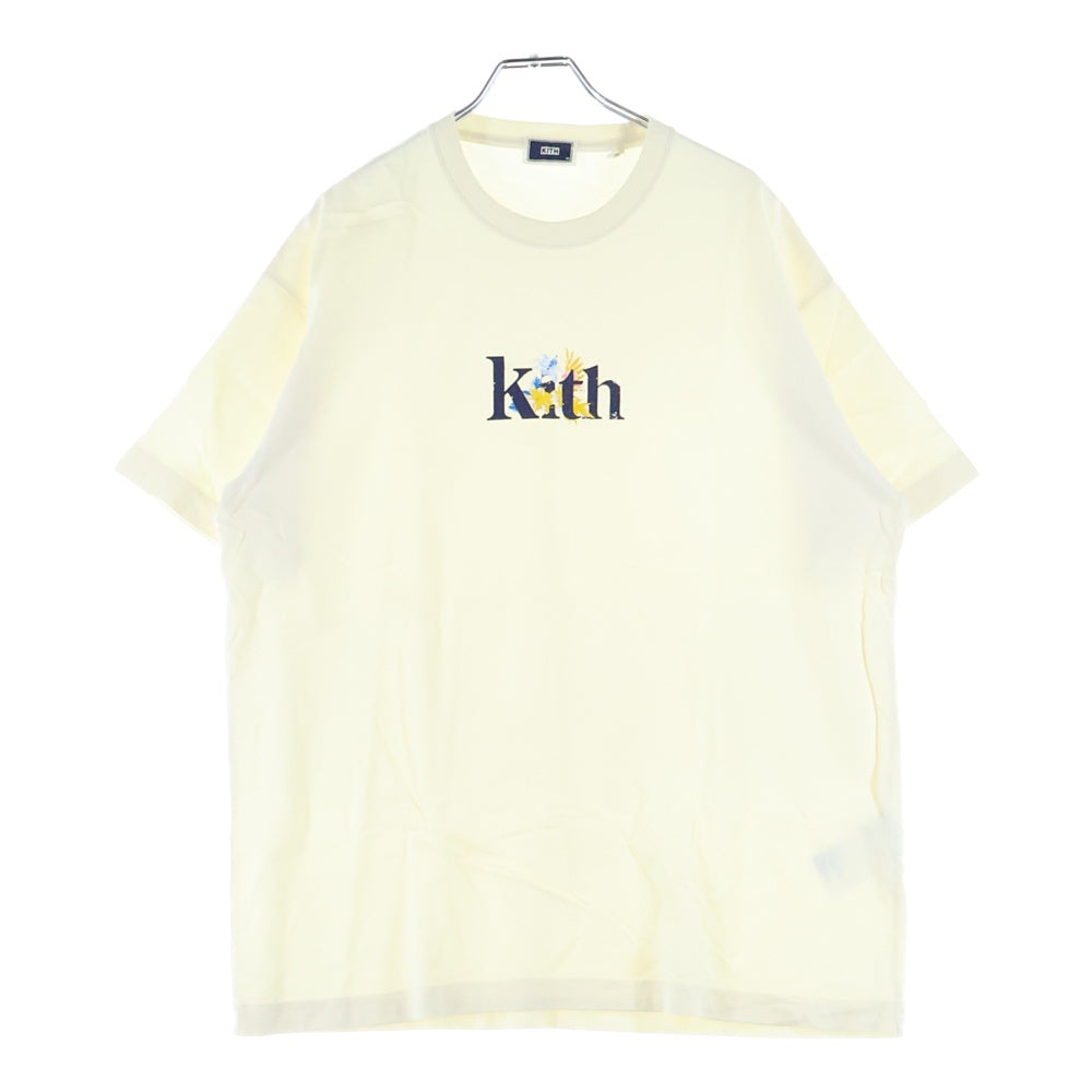 KITH(キス) BLUE CORSAGE TEE ブルー コサージュ クルーネック半袖Tシャツ カットソー アイボリー