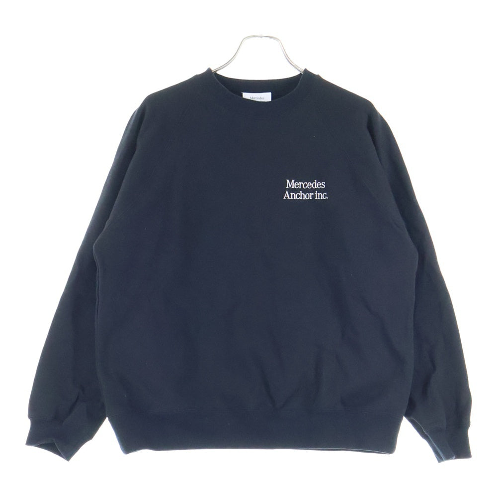Mercedes Anchor Inc.(メルセデスアンカーインク) RAGLAN CREW SWEAT フロントロゴエンブロイダリー ラグラン クルーネックスウェットトレーナー ブラック