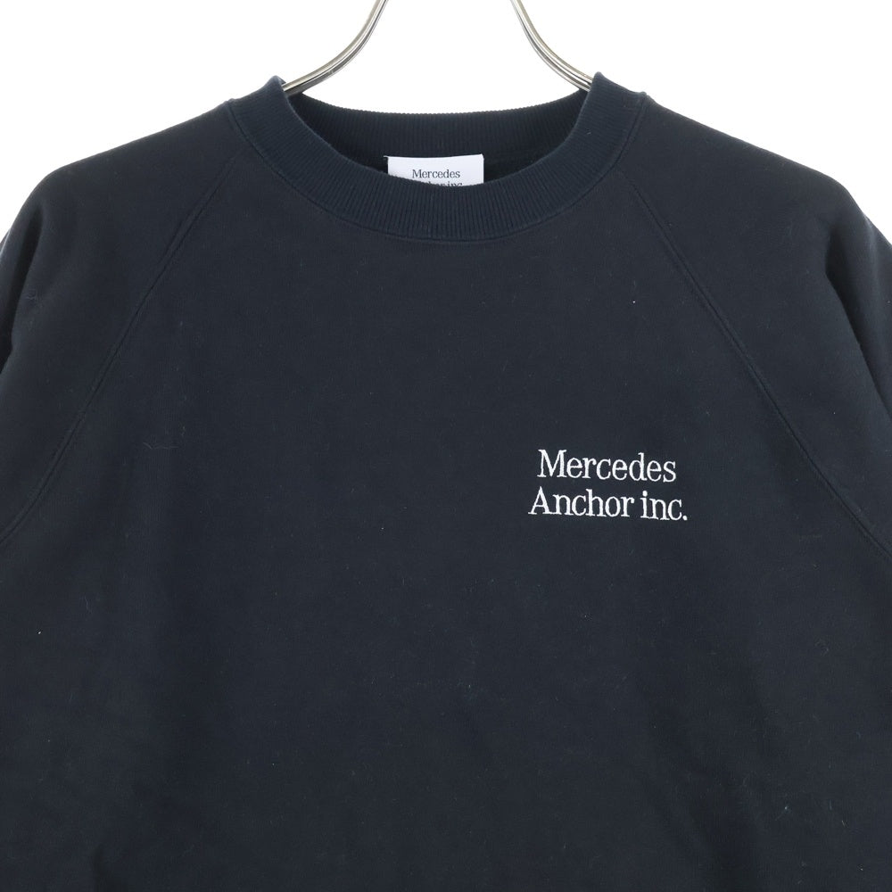 Mercedes Anchor Inc.(メルセデスアンカーインク) RAGLAN CREW SWEAT フロントロゴエンブロイダリー ラグラン クルーネックスウェットトレーナー ブラック