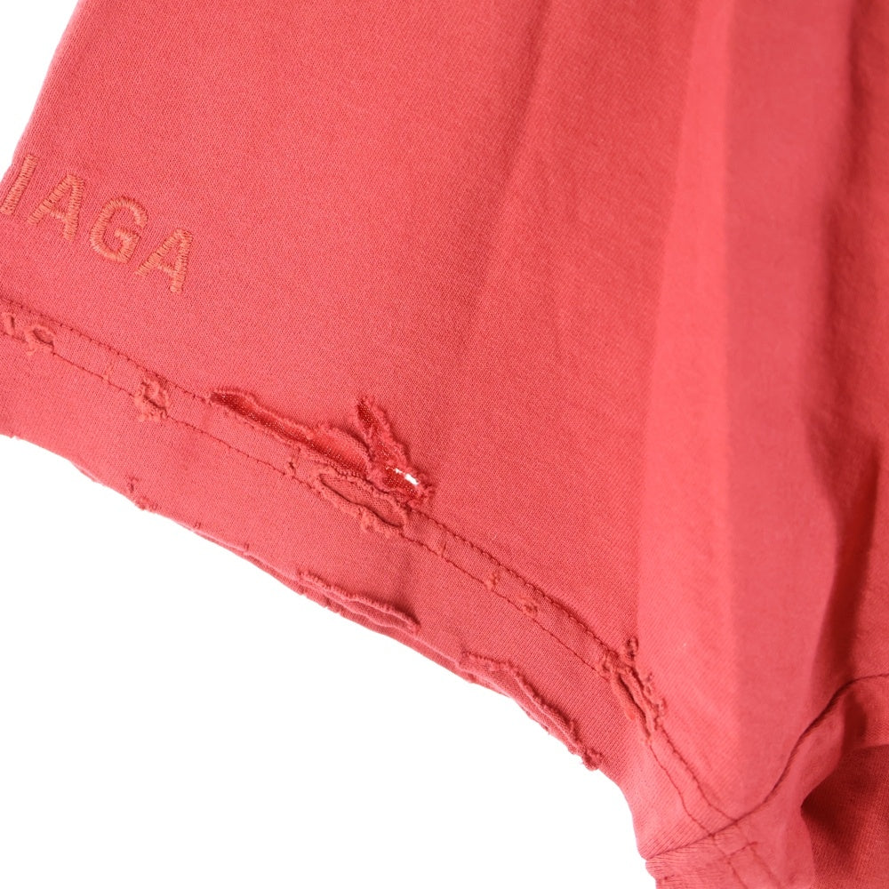 BALENCIAGA(バレンシアガ) 25SS ISABELLE イザベラ ダメージ加工 プリント クルーネック 半袖Tシャツ カットソー レッド 826344 TSVV6