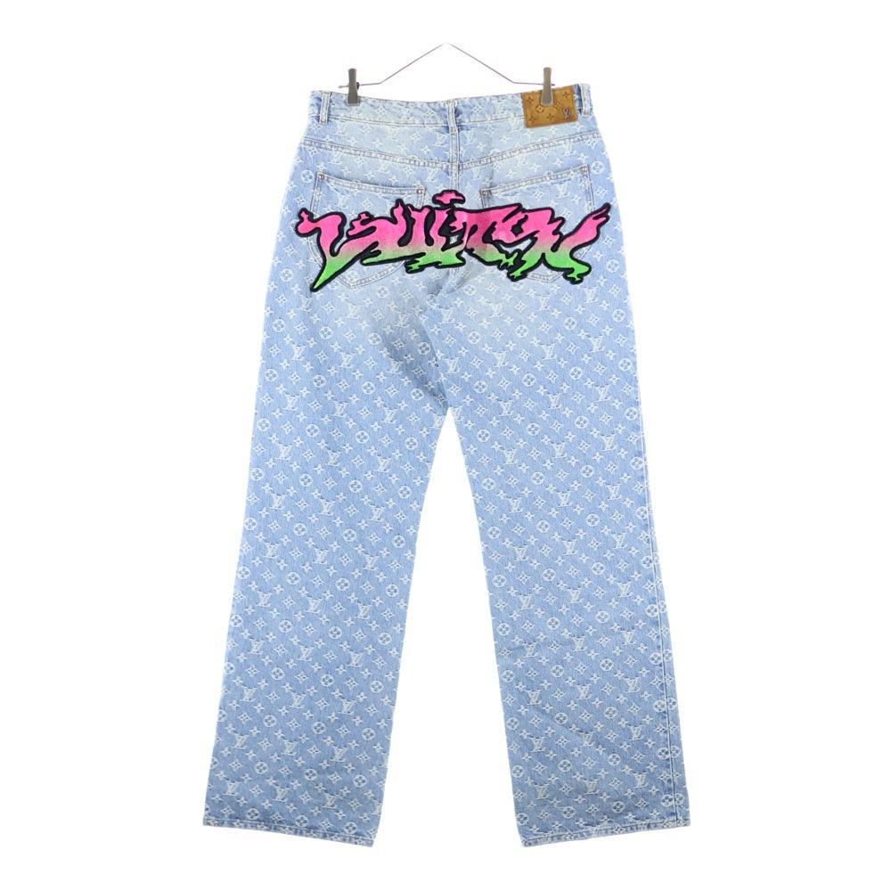 LOUIS VUITTON(ルイヴィトン) 22SS シグネチャーデザインパッチ モノグラム ワイド バギーデニムパンツ インディゴ RM221 UZD HMD75W