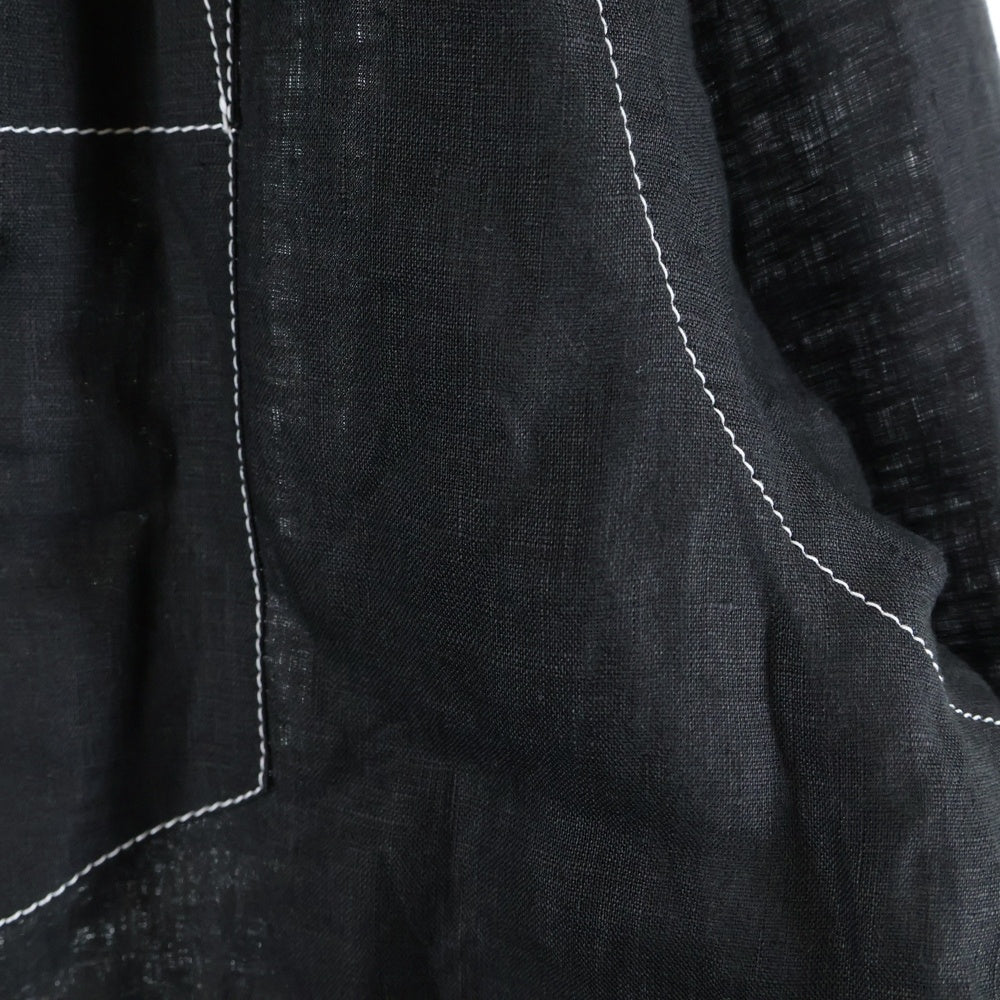 PRADA(プラダ) 25SS トライアングルロゴステッチ オープンカラー 長袖シャツ ブラック UCN441