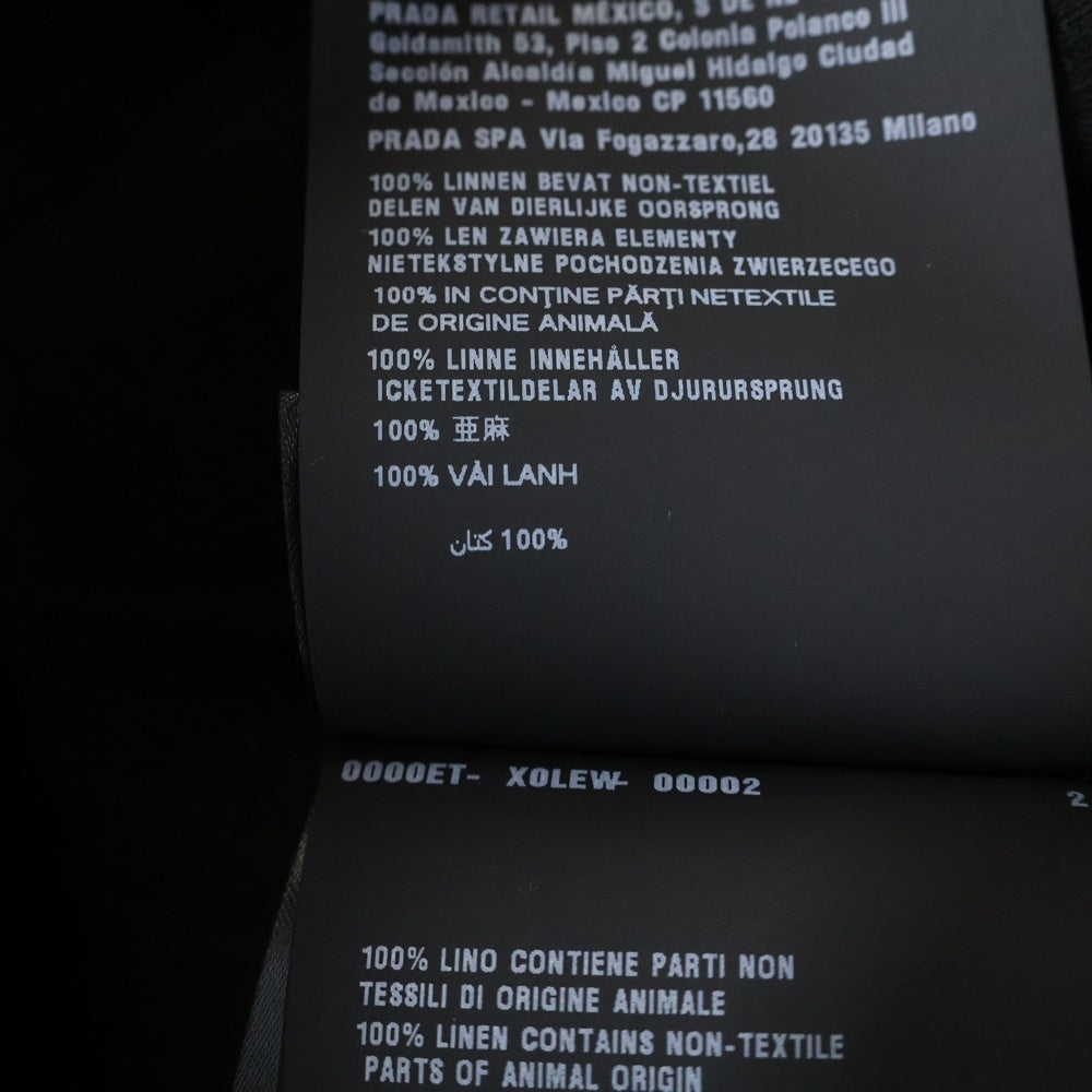 PRADA(プラダ) 25SS トライアングルロゴステッチ オープンカラー 長袖シャツ ブラック UCN441