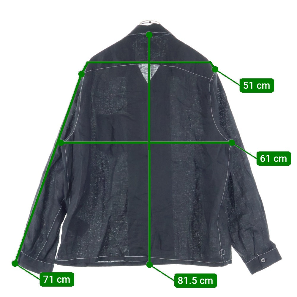 PRADA(プラダ) 25SS トライアングルロゴステッチ オープンカラー 長袖シャツ ブラック UCN441