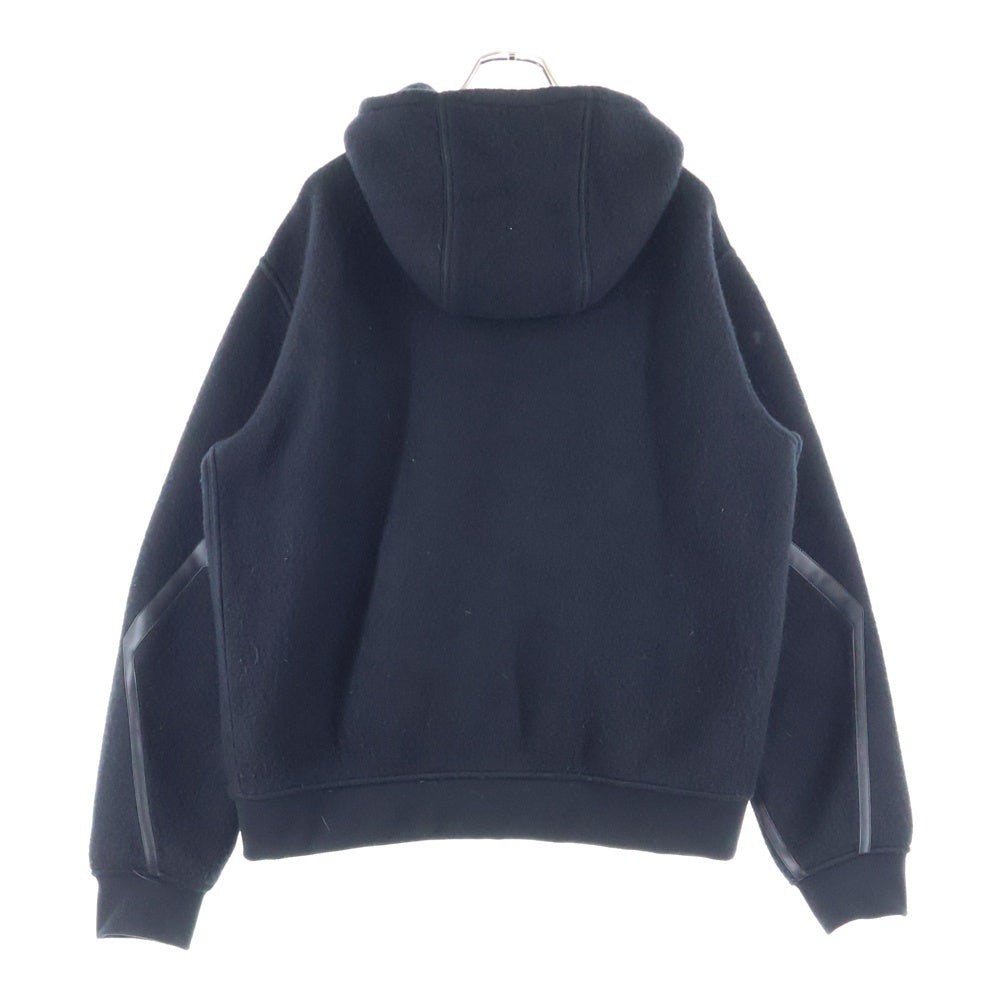 HERMES(エルメス) 22AW レザーパイピング カシミヤ ジップアップフーデッド ジャケット ブラック