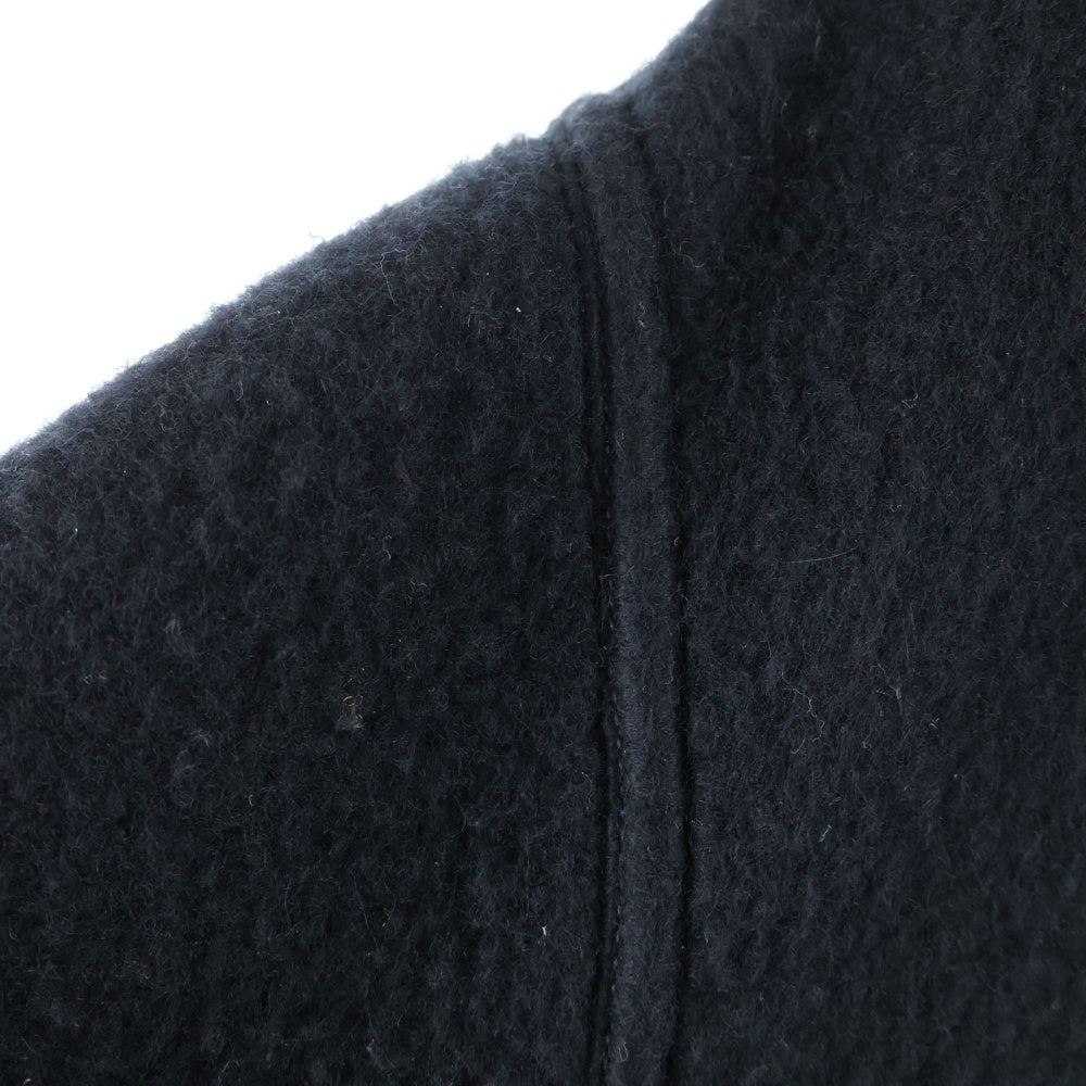 HERMES(エルメス) 22AW レザーパイピング カシミヤ ジップアップフーデッド ジャケット ブラック