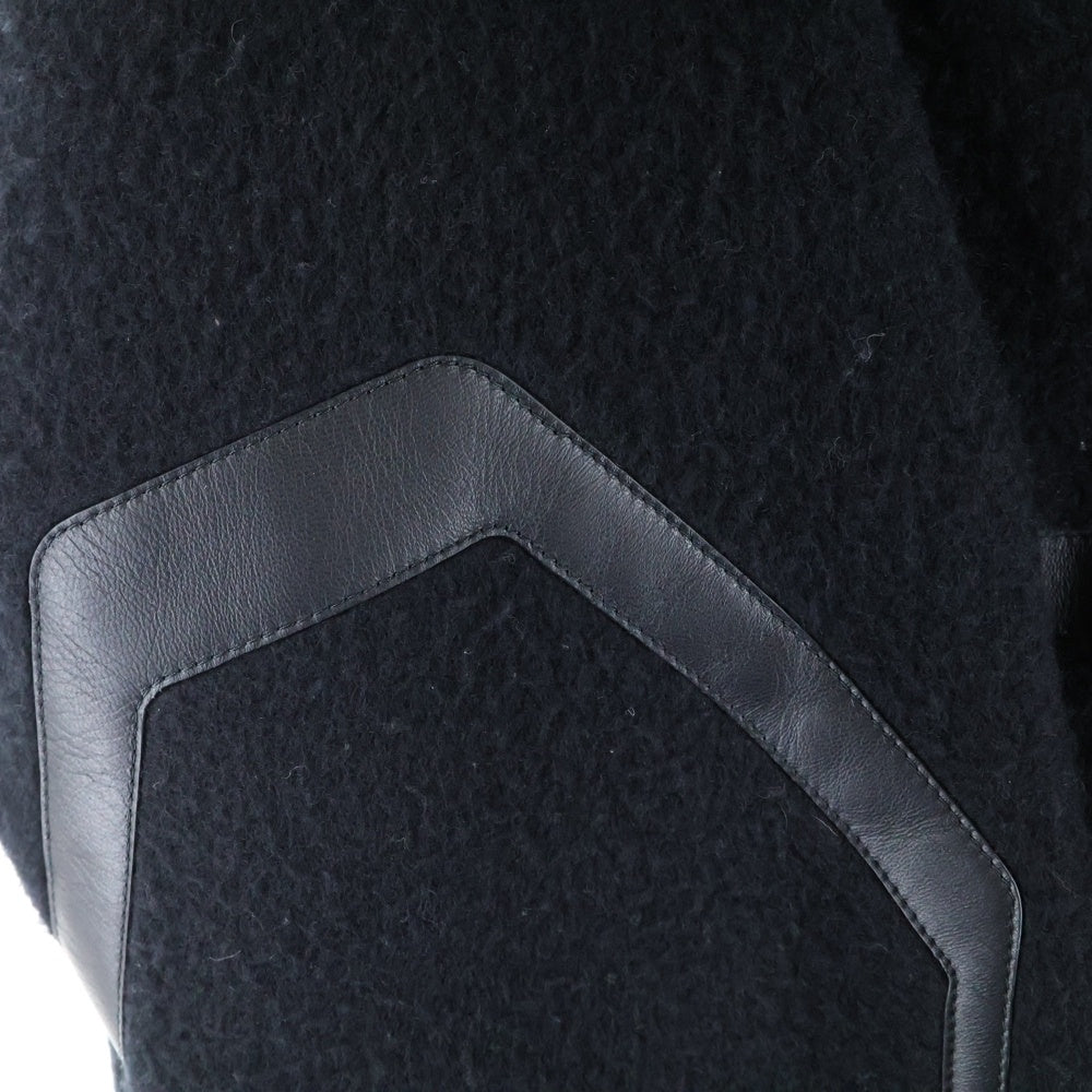 HERMES(エルメス) 22AW レザーパイピング カシミヤ ジップアップフーデッド ジャケット ブラック