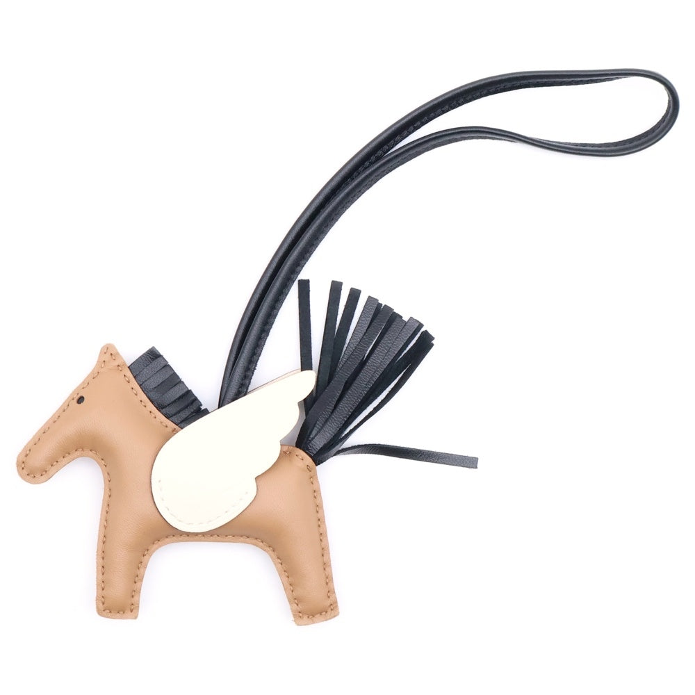 HERMES(エルメス) ペガサスチャーム PM レザーストラップ ブラウン/ホワイト U刻印