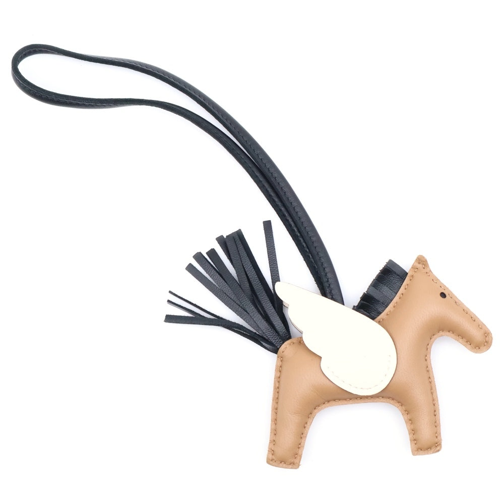 HERMES(エルメス) ペガサスチャーム PM レザーストラップ ブラウン/ホワイト U刻印