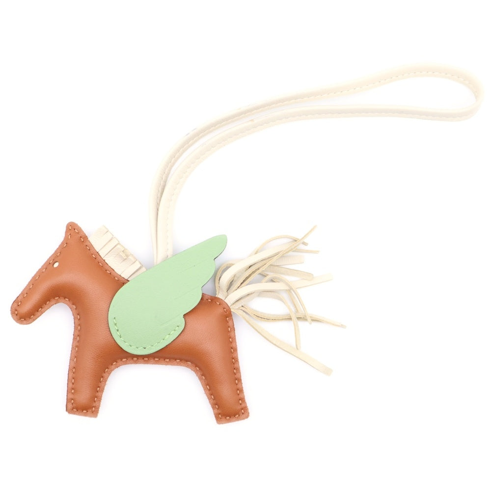 HERMES(エルメス) ペガサスチャーム PM レザーストラップ ブラウン/グリーン B刻印