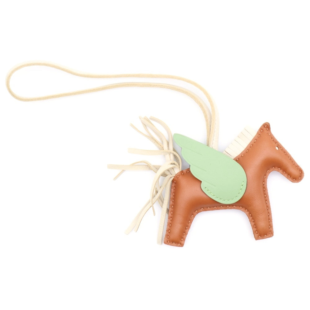 HERMES(エルメス) ペガサスチャーム PM レザーストラップ ブラウン/グリーン B刻印