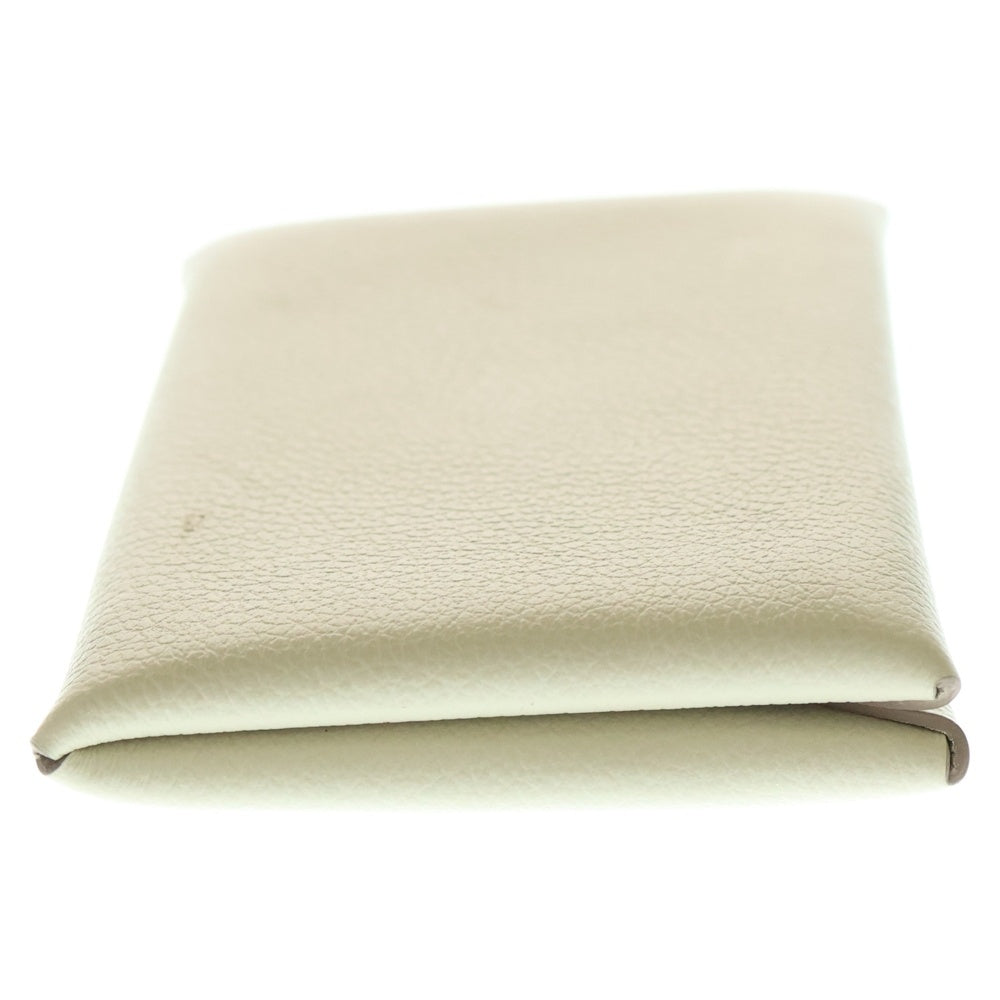 HERMES(エルメス) カルヴィ ナタ レザー カードケース ホワイト シルバー金具 B刻印