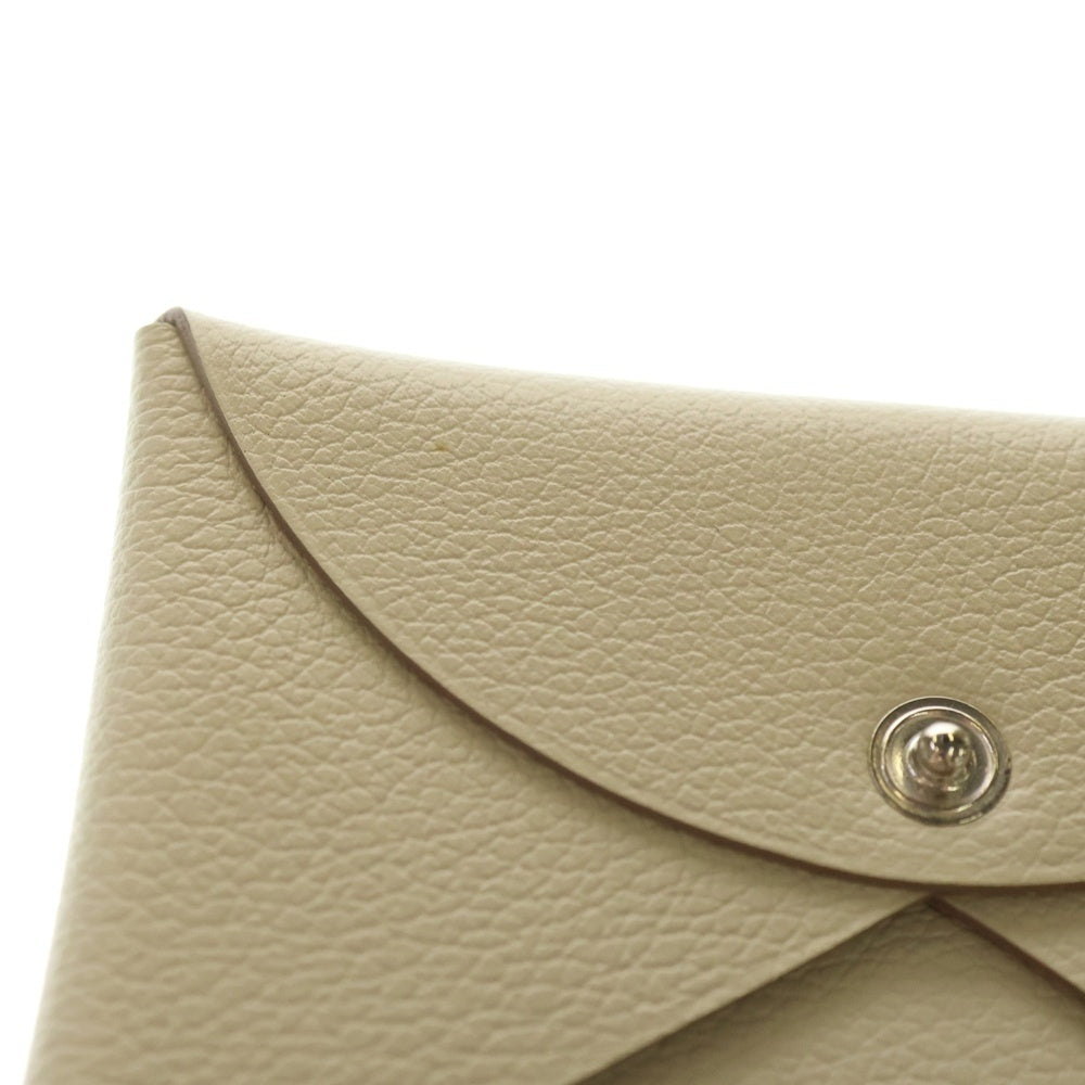 HERMES(エルメス) カルヴィ ナタ レザー カードケース ホワイト シルバー金具 B刻印