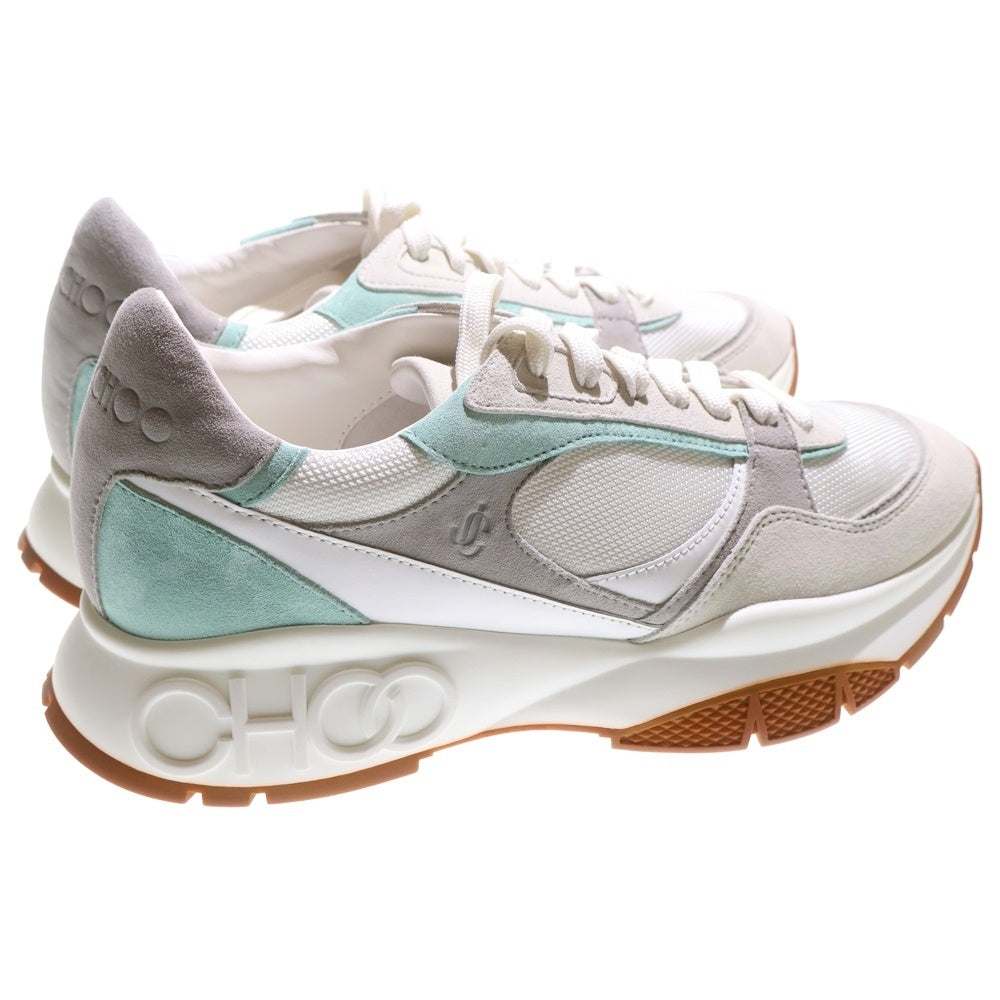 JIMMY CHOO(ジミーチュウ) CHOOロゴ スエードメッシュ切替 プラットフォーム ローカットスニーカー ホワイト J00015083141