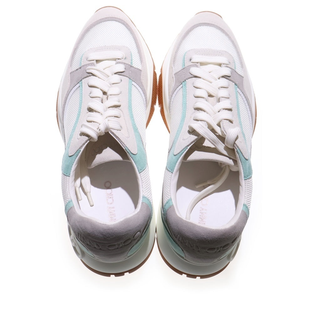 JIMMY CHOO(ジミーチュウ) CHOOロゴ スエードメッシュ切替 プラットフォーム ローカットスニーカー ホワイト J00015083141